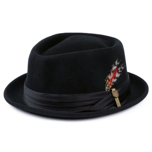 Chapeau Pork Pie en Laine Feutrée Stout noir BRIXTON