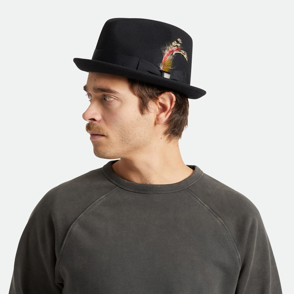 Chapeau Trilby en Laine Feutrée Gain noir BRIXTON