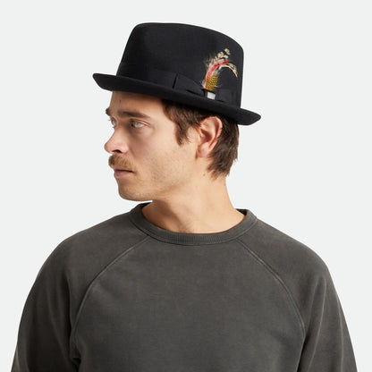 Chapeau Trilby en Laine Feutrée Gain noir BRIXTON