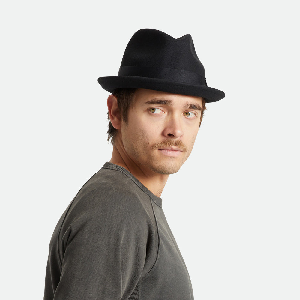 Chapeau Trilby en Laine Feutrée Gain noir BRIXTON