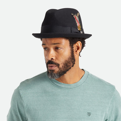 Chapeau Trilby en Laine Feutrée Gain noir BRIXTON