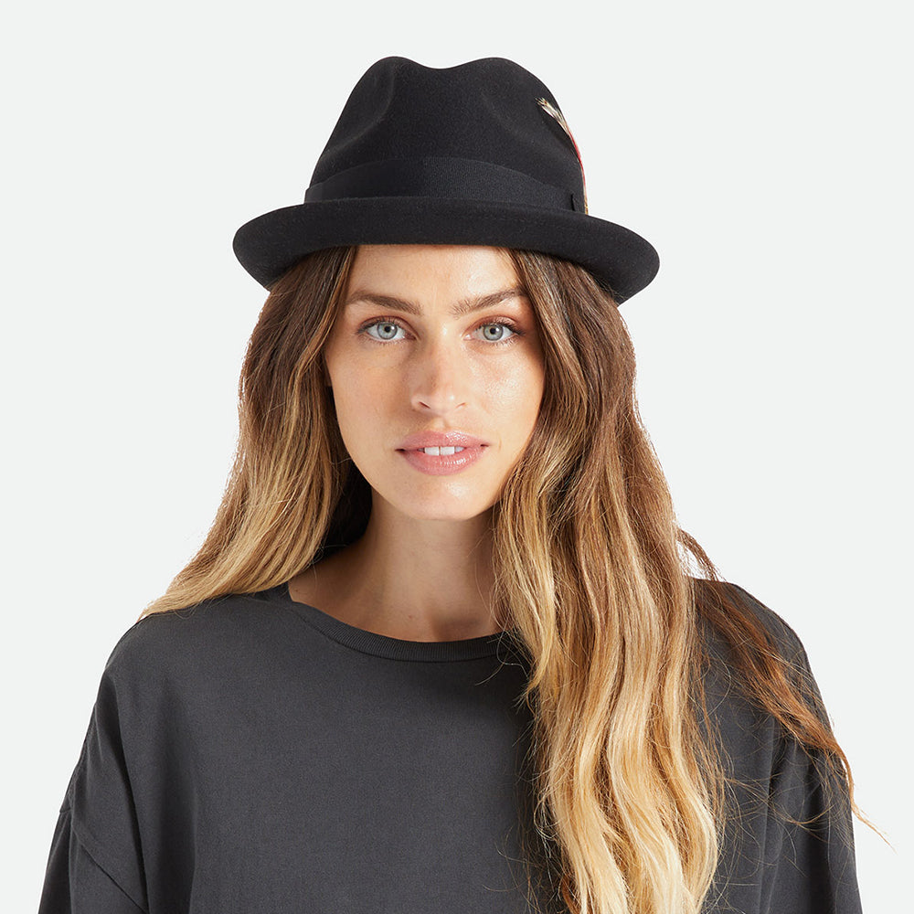 Chapeau Trilby en Laine Feutrée Gain noir BRIXTON
