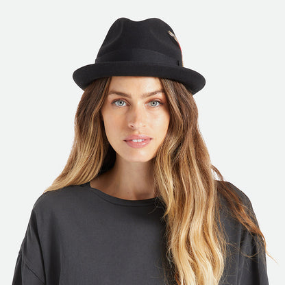 Chapeau Trilby en Laine Feutrée Gain noir BRIXTON