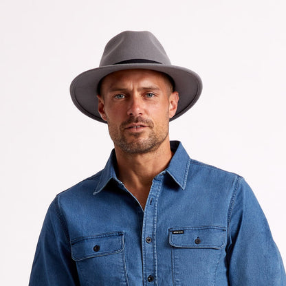 Chapeau Fedora en Laine Feutrée Pliable Messer gris BRIXTON