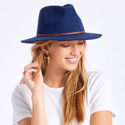 Chapeau Fedora en Laine Feutrée Wesley bleu BRIXTON