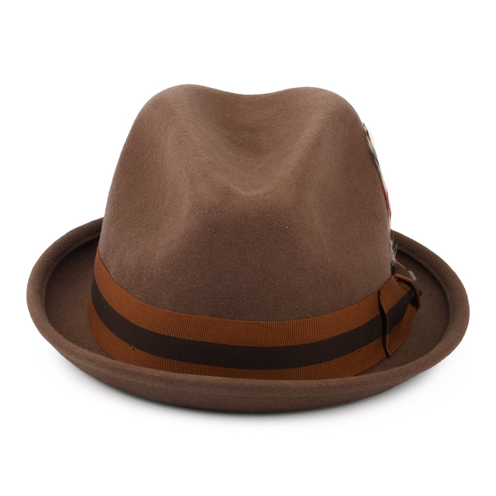 Chapeau Trilby en Laine Feutrée avec Bandeau à Rayures Gain camel BRIXTON