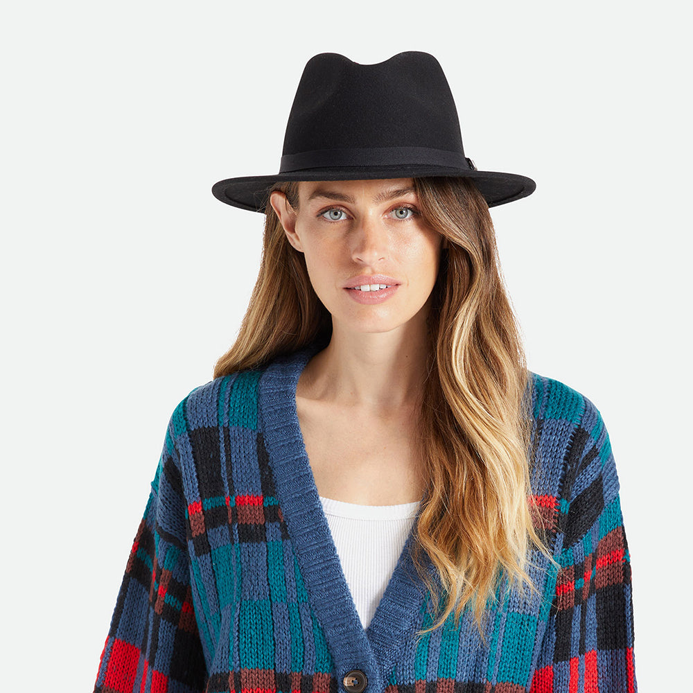 Chapeau Fedora en Laine Feutrée Pliable Messer noir BRIXTON