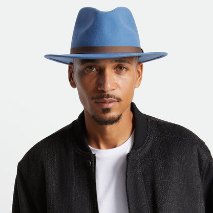 Chapeau Fedora en Laine Feutrée Pliable Messer bleu ardoise BRIXTON