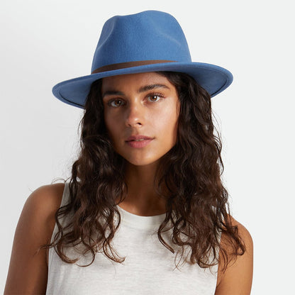 Chapeau Fedora en Laine Feutrée Pliable Messer bleu ardoise BRIXTON