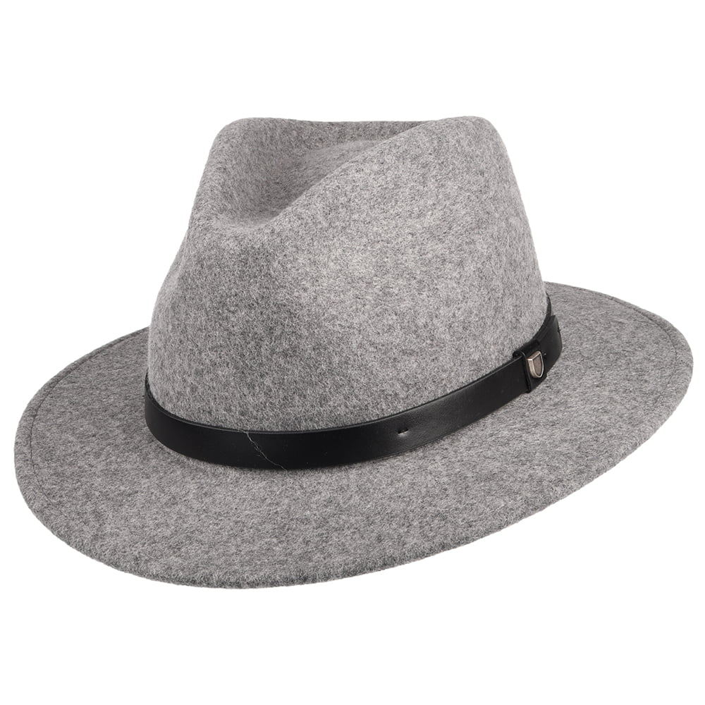 Chapeau Fedora en Laine Feutrée Messer gris chiné BRIXTON
