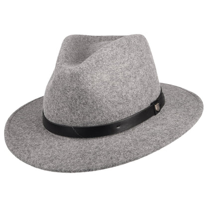 Chapeau Fedora en Laine Feutrée Messer gris chiné BRIXTON