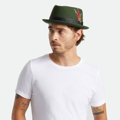 Chapeau Pork Pie en Laine Feutrée Stout mousse BRIXTON