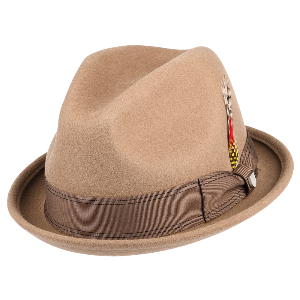 Chapeau Trilby en Laine Feutrée Gain khaki BRIXTON