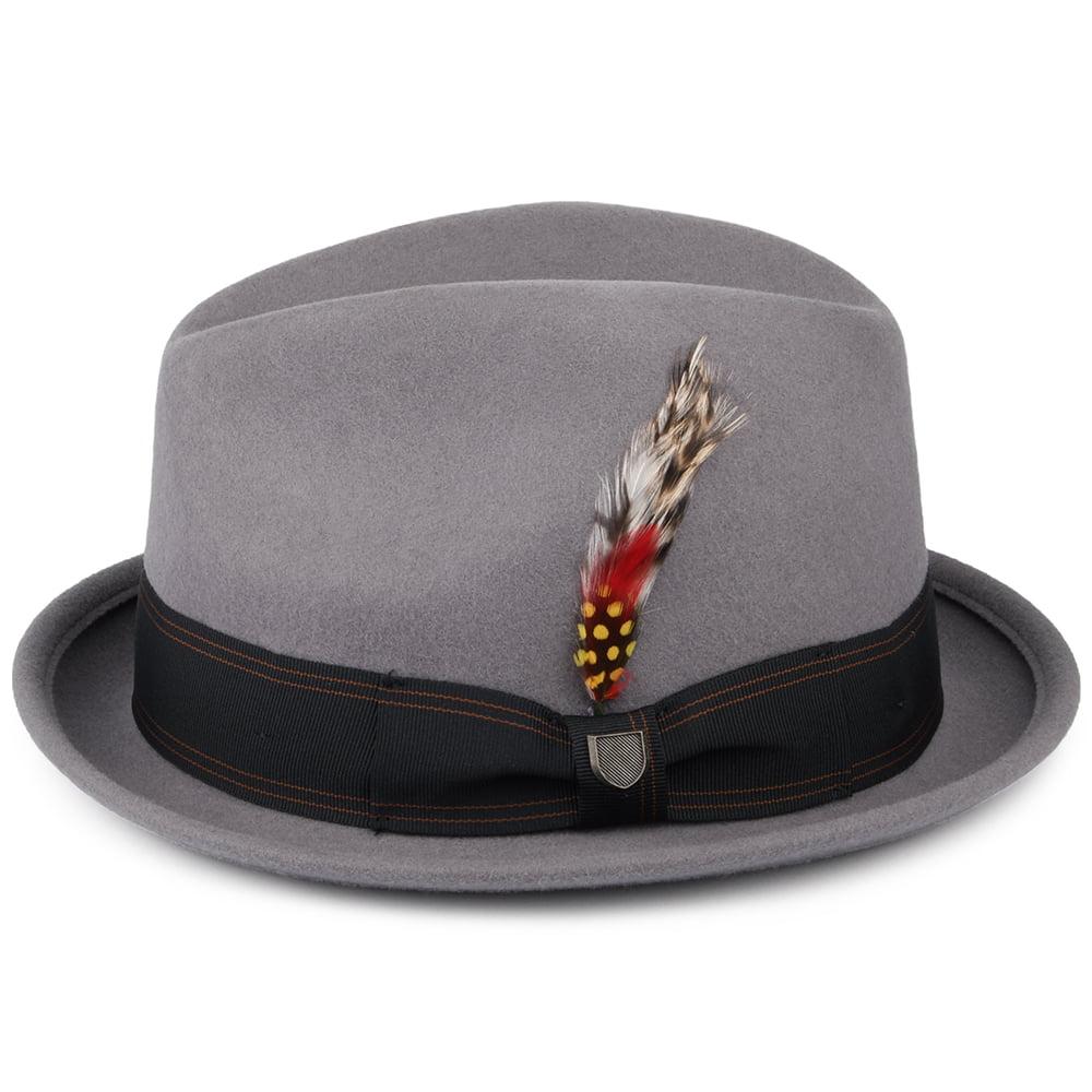 Chapeau Trilby en Laine Feutrée avec Bandeau noir Gain gris BRIXTON