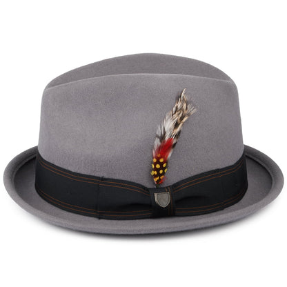 Chapeau Trilby en Laine Feutrée avec Bandeau noir Gain gris BRIXTON