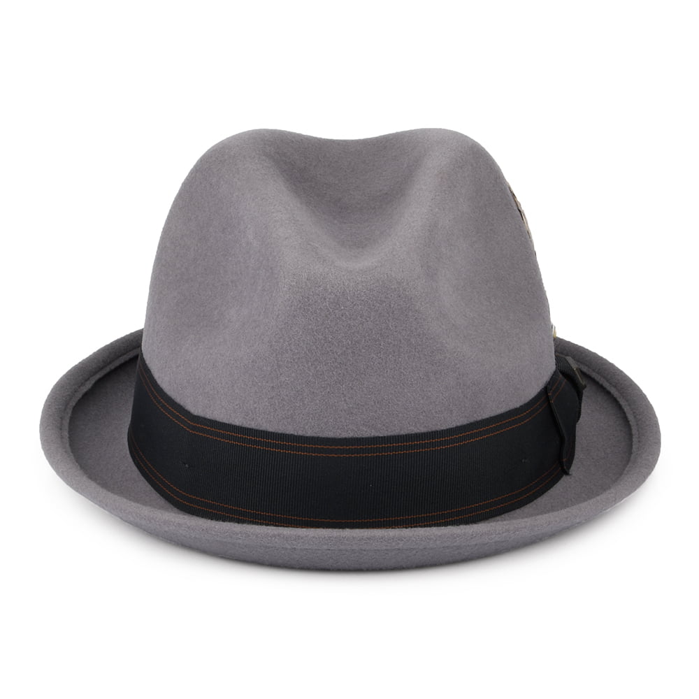Chapeau Trilby en Laine Feutrée avec Bandeau noir Gain gris BRIXTON