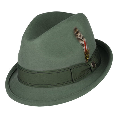 Chapeau Trilby en Laine Feutrée Gain olive clair BRIXTON