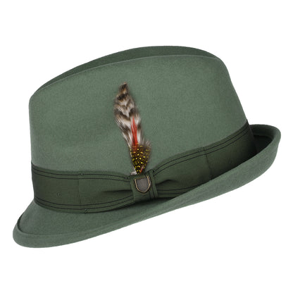 Chapeau Trilby en Laine Feutrée Gain olive clair BRIXTON