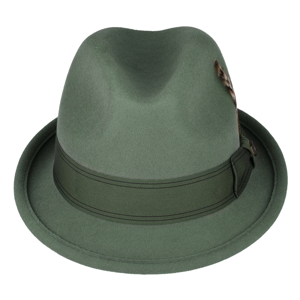 Chapeau Trilby en Laine Feutrée Gain olive clair BRIXTON