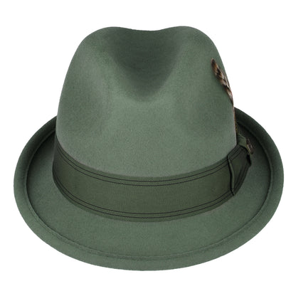 Chapeau Trilby en Laine Feutrée Gain olive clair BRIXTON