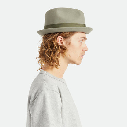 Chapeau Trilby en Laine Feutrée Gain olive clair BRIXTON