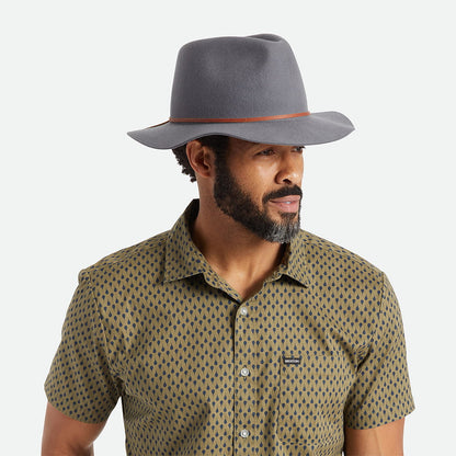 Chapeau Fedora en Laine Feutrée Wesley gris BRIXTON