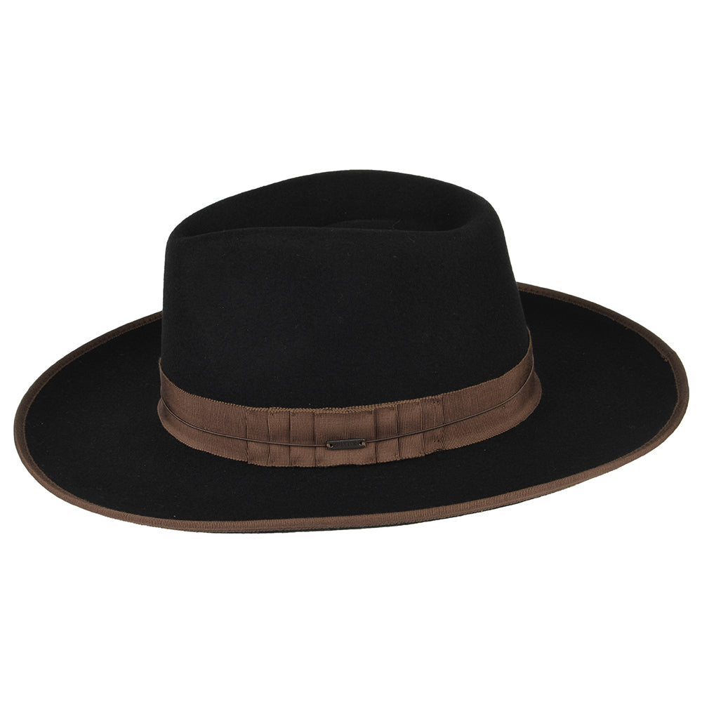 Chapeau Fedora en Laine Feutrée Reno noir-marron BRIXTON