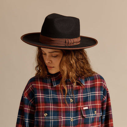 Chapeau Fedora en Laine Feutrée Reno noir-marron BRIXTON