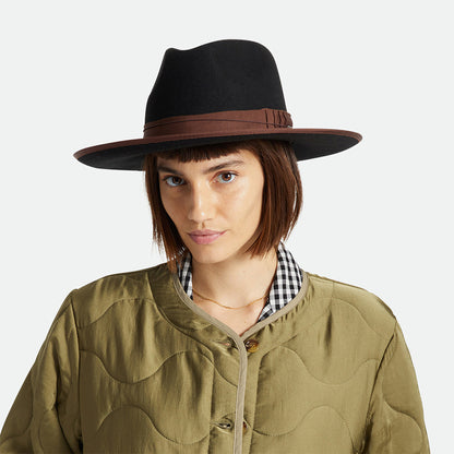 Chapeau Fedora en Laine Feutrée Reno noir-marron BRIXTON