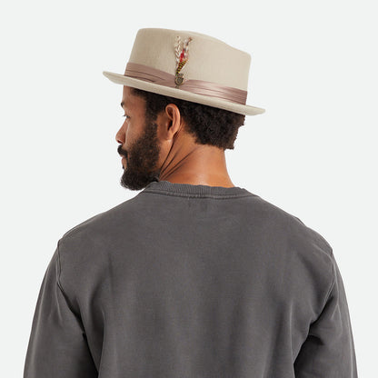Chapeau Pork Pie en Laine Feutrée Stout beige BRIXTON