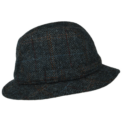 Chapeau Trilby en HARRIS TWEED à Chevrons Enroulable bleu marine CITY SPORT