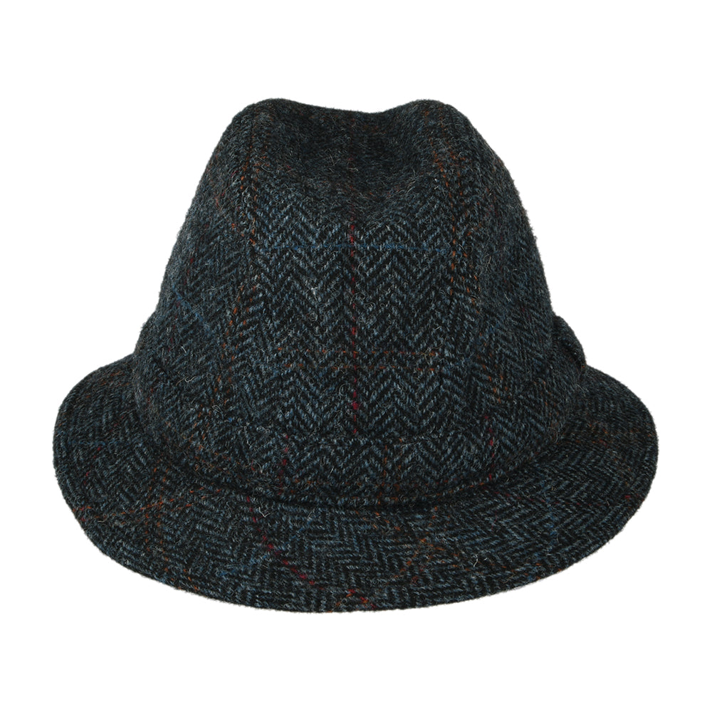 Chapeau Trilby en HARRIS TWEED à Chevrons Enroulable bleu marine CITY SPORT