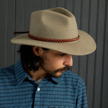Chapeau Fedora en Laine Feutrée Messer Western naturel chiné BRIXTON