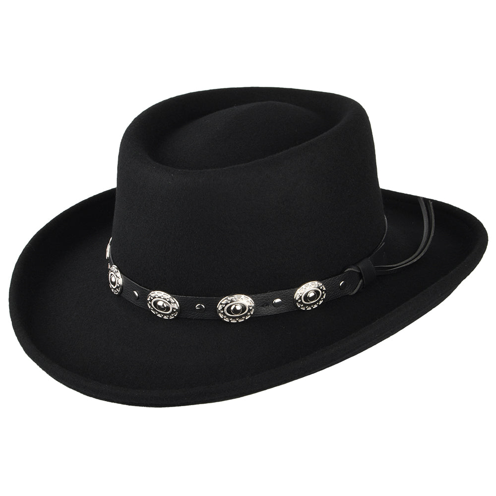 Chapeau Gambler en Laine Feutrée Crossfire noir JAXON & JAMES