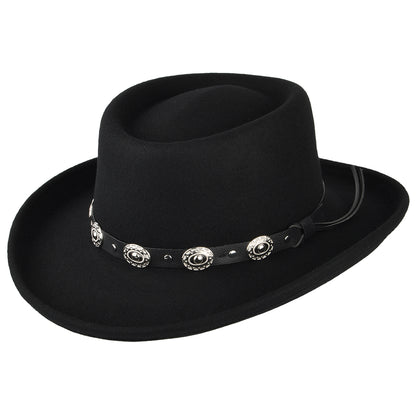 Chapeau Gambler en Laine Feutrée Crossfire noir JAXON & JAMES