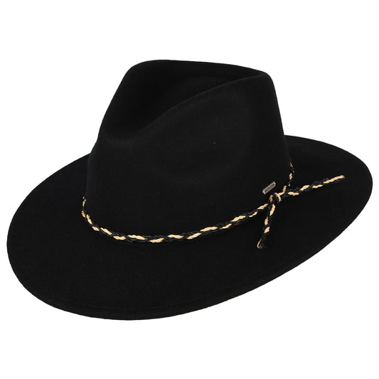 Chapeau Fedora en Laine Feutrée Messer Western noir BRIXTON