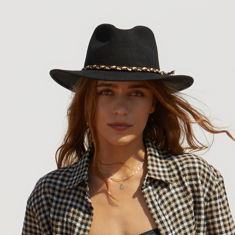 Chapeau Fedora en Laine Feutrée Messer Western noir BRIXTON