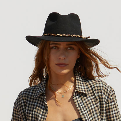 Chapeau Fedora en Laine Feutrée Messer Western noir BRIXTON