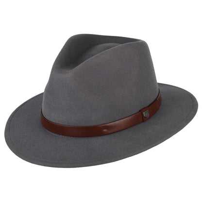 Chapeau Fedora en Laine Feutrée Messer gris moyen BRIXTON