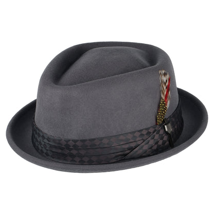 Chapeau Pork Pie Stout en Laine Feutrée gris moyen BRIXTON