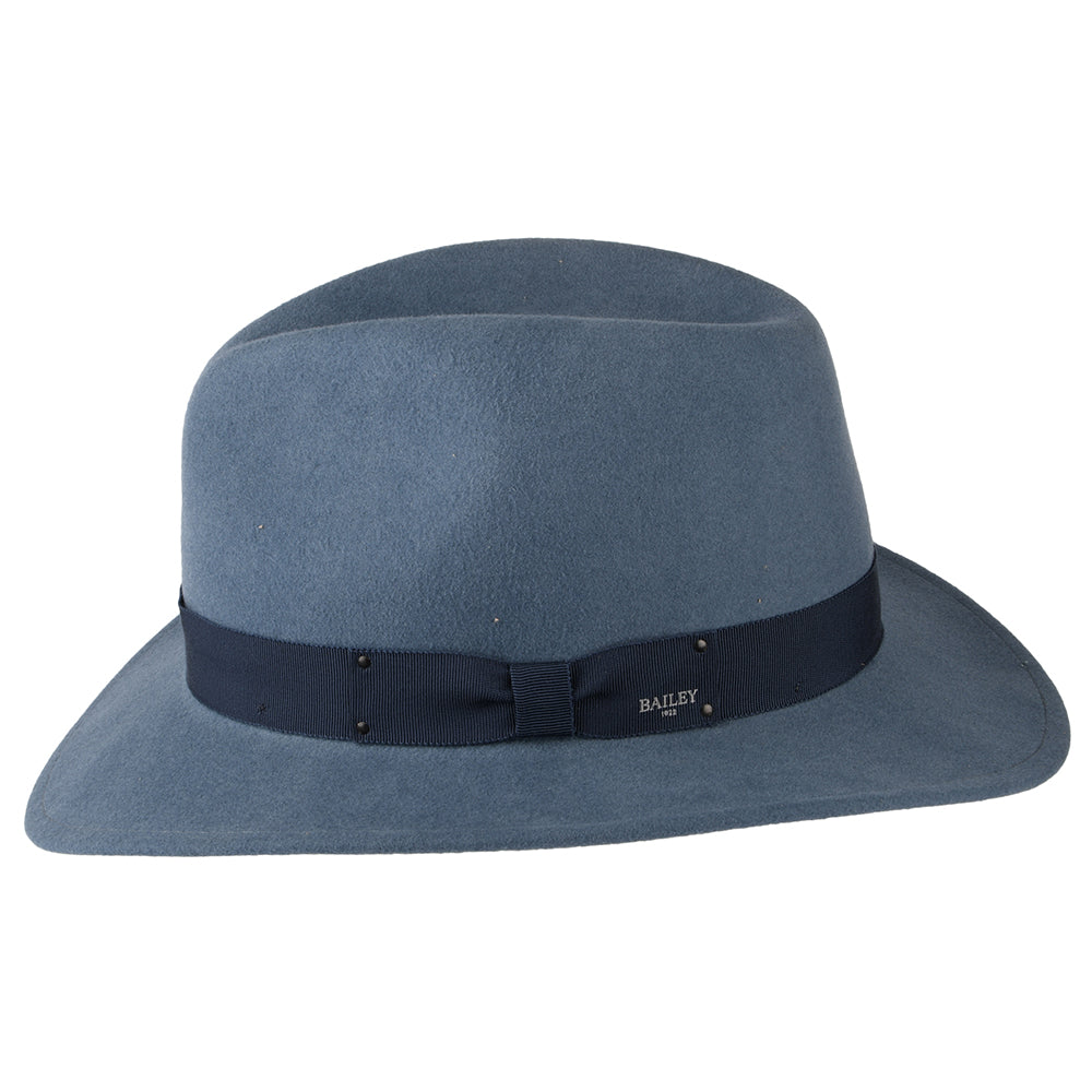 Chapeau Fedora en Laine Feutrée Déformable Hydrofuge Curtis bleu BAILEY