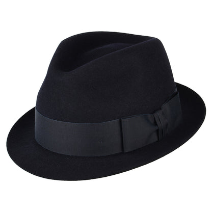 Chapeau Trilby en Fourrure Feutrée Pinch Vegas bleu marine CHRISTYS