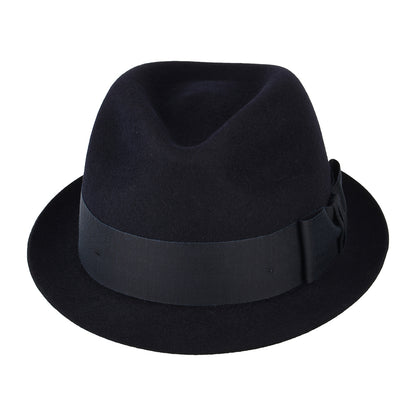Chapeau Trilby en Fourrure Feutrée Pinch Vegas bleu marine CHRISTYS