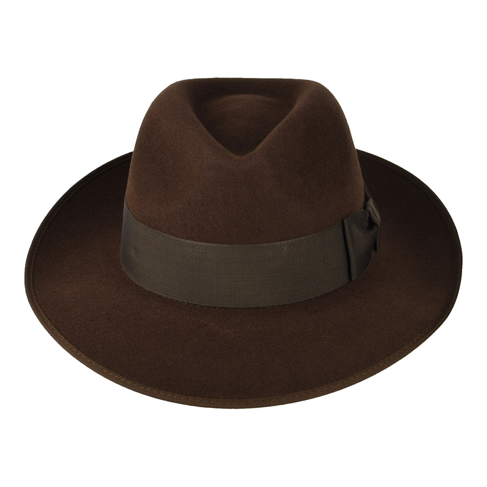 Chapeau Fedora en Fourrure Feutrée Gangster marron CHRISTYS