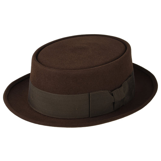 Chapeau Pork Pie en Fourrure Feutrée Monk marron CHRISTYS