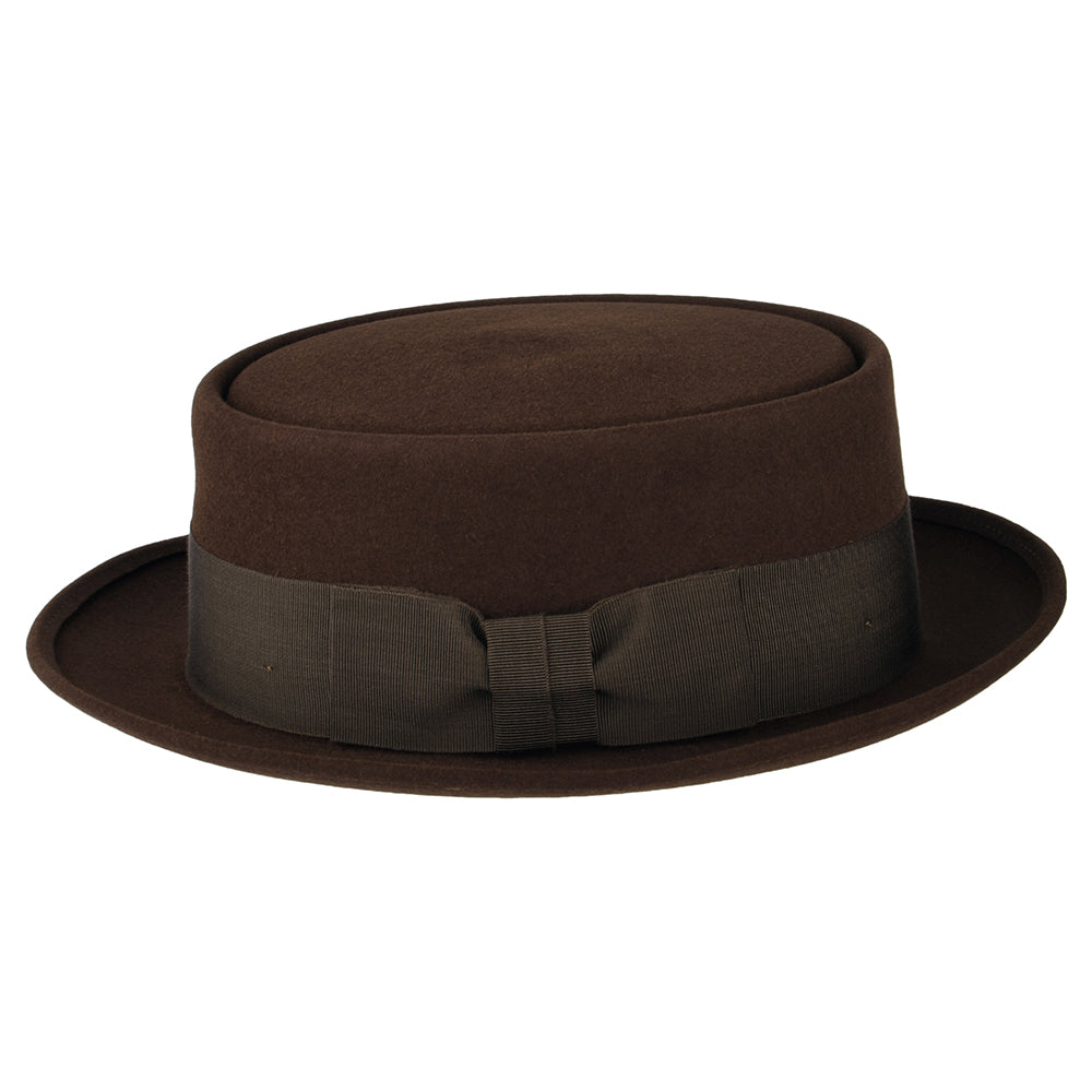 Chapeau Pork Pie en Fourrure Feutrée Monk marron CHRISTYS