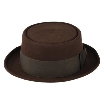 Chapeau Pork Pie en Fourrure Feutrée Monk marron CHRISTYS