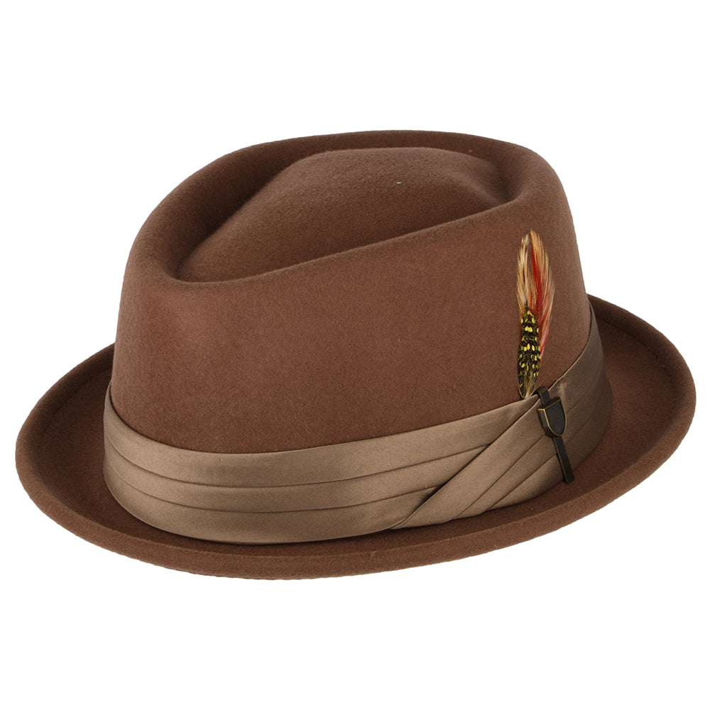 Chapeau Pork Pie en Laine Feutrée Stout marron-bronze BRIXTON