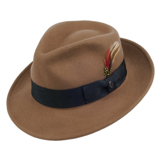 Chapeau Fedora en Laine Feutrée Déformable C-Crown noix de pécan JAXON & JAMES