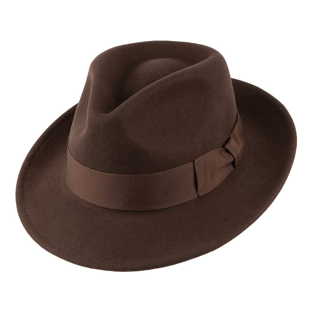 Chapeau Fedora en Laine Feutrée Déformable C-Crown marron JAXON & JAMES